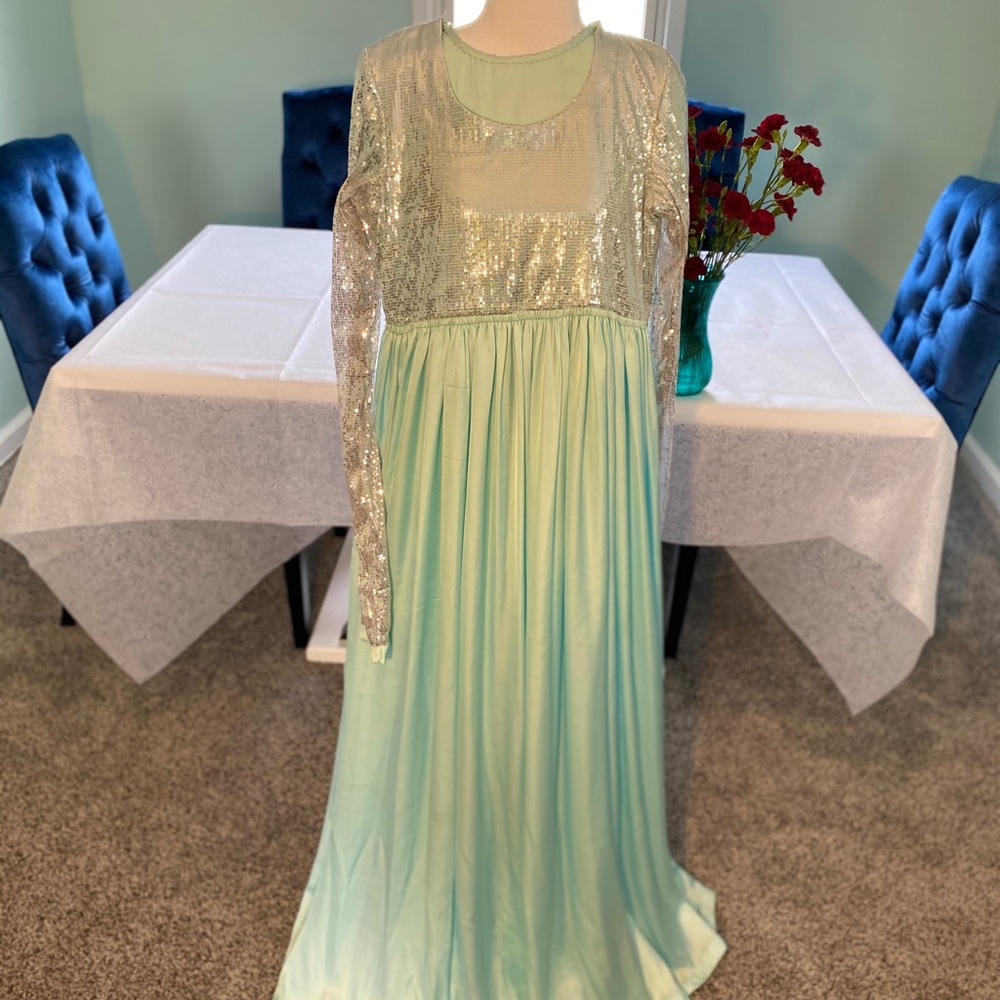 Prom dress formal sequin silk ball gown